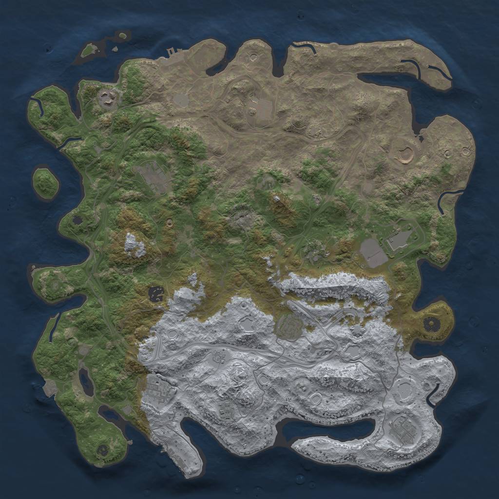 Rust Map: Procedural Map, Size: 4500, Seed: 117724, 19 Monuments