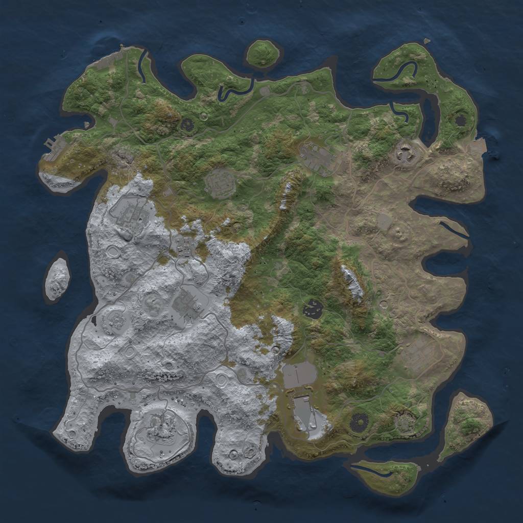 Rust Map: Procedural Map, Size: 4000, Seed: 447659009, 18 Monuments