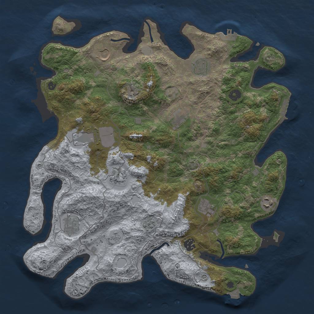 Rust Map: Procedural Map, Size: 4000, Seed: 1688796325, 18 Monuments