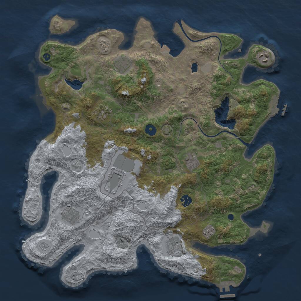Rust Map: Procedural Map, Size: 4000, Seed: 1688796325, 15 Monuments