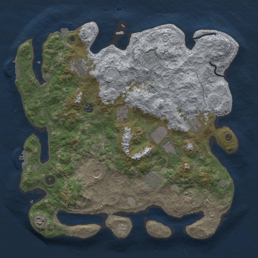 Rust Map: Procedural Map, Size: 4000, Seed: 1805358912, 19 Monuments