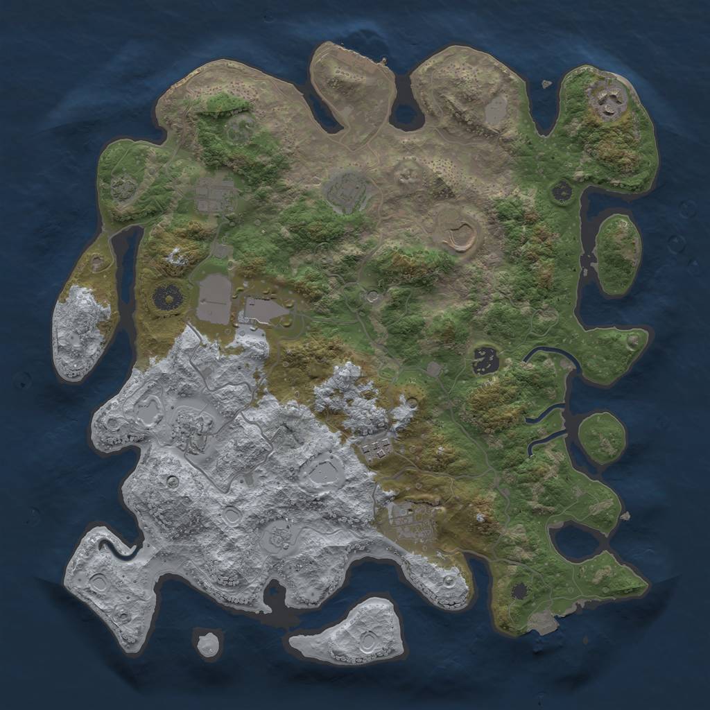 Rust Map: Procedural Map, Size: 3800, Seed: 1987258463, 16 Monuments