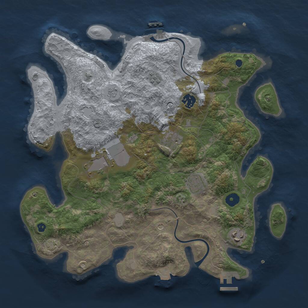 Rust Map: Procedural Map, Size: 3500, Seed: 587462158, 12 Monuments
