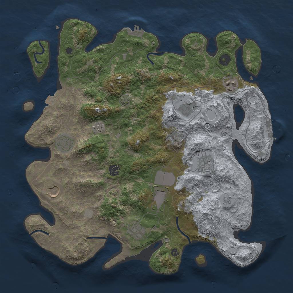 Rust Map: Procedural Map, Size: 3800, Seed: 295115732, 17 Monuments