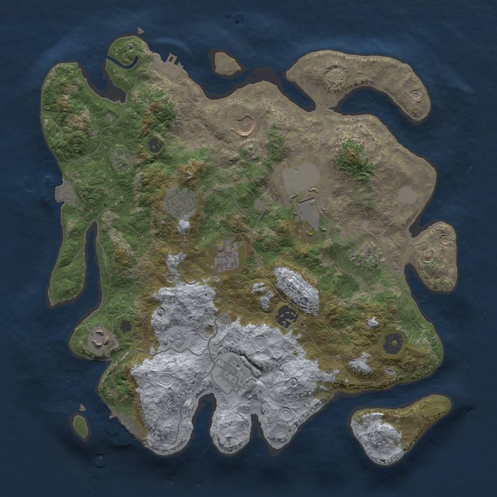 Rust Map: Procedural Map, Size: 3600, Seed: 390020989, 16 Monuments