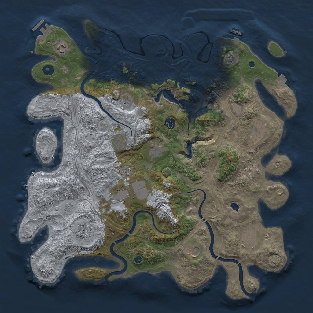 Rust Map: Procedural Map, Size: 4300, Seed: 572689404, 17 Monuments