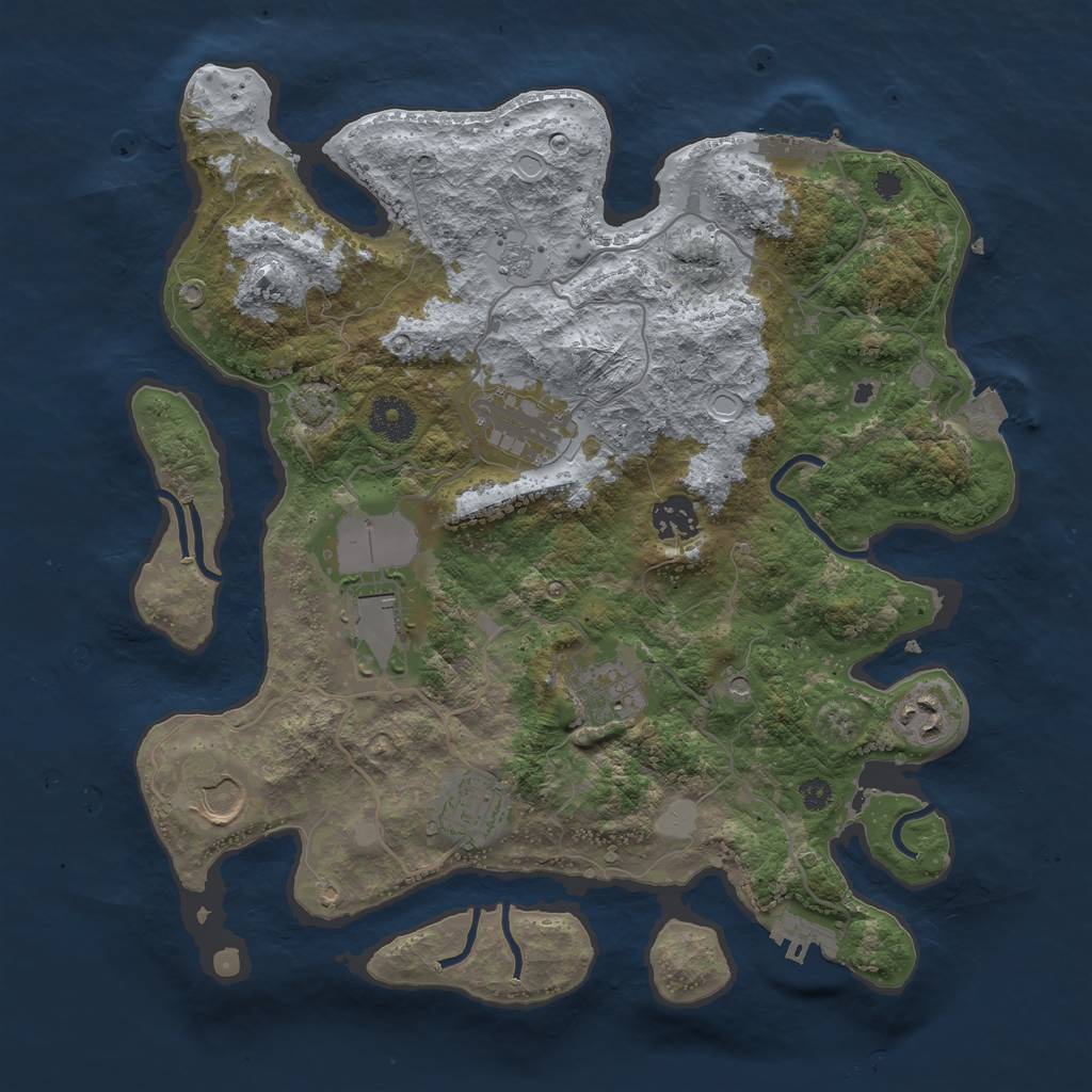 Rust Map: Procedural Map, Size: 3500, Seed: 385515095, 15 Monuments