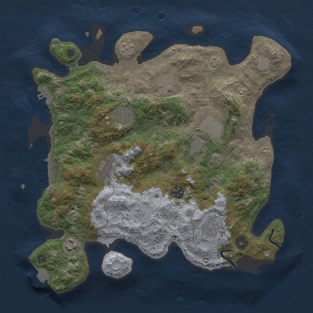 Rust Map: Procedural Map, Size: 3500, Seed: 1330167087, 16 Monuments
