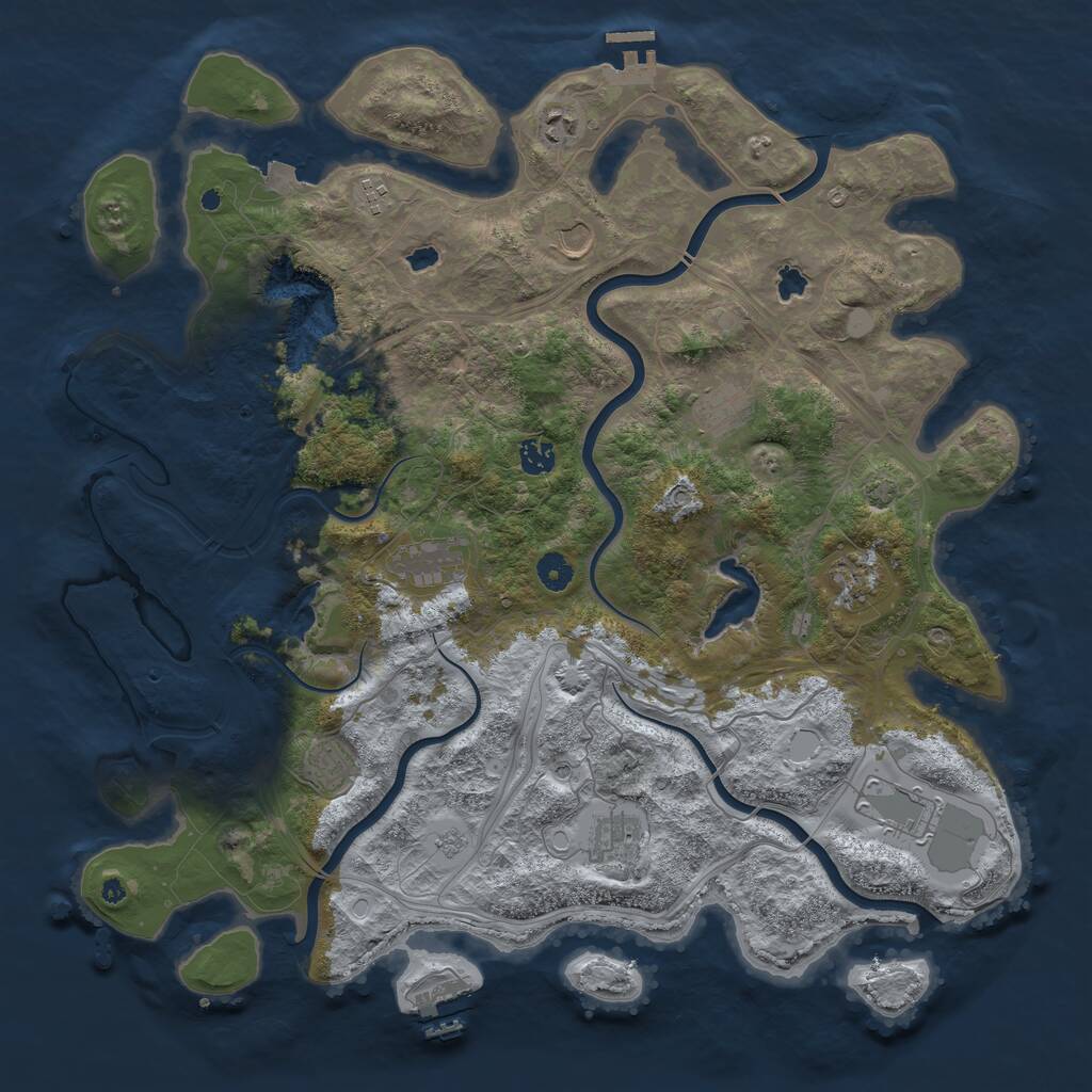 Rust Map: Procedural Map, Size: 4500, Seed: 1025764582, 16 Monuments