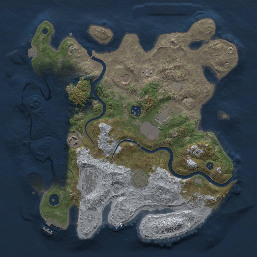 Rust Map: Procedural Map, Size: 3500, Seed: 647561, 13 Monuments