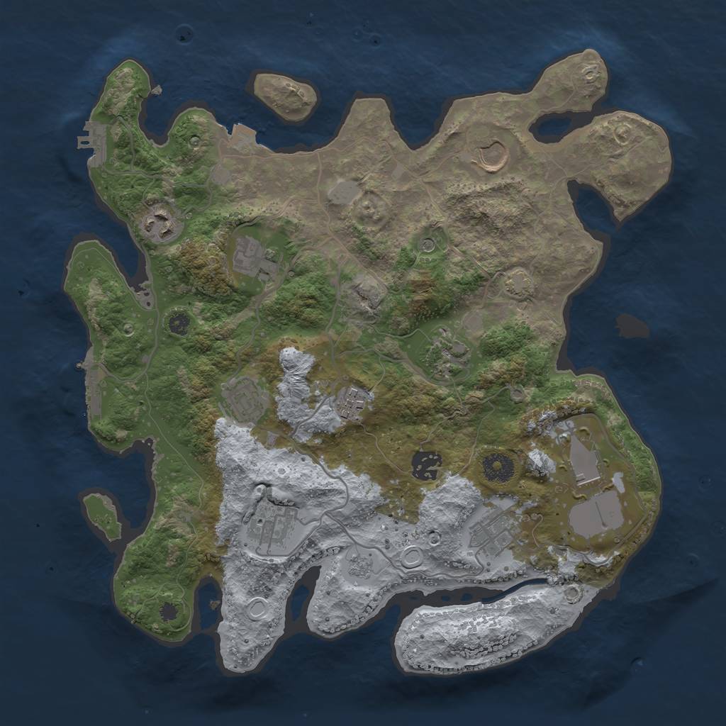 Rust Map: Procedural Map, Size: 3500, Seed: 647561, 18 Monuments