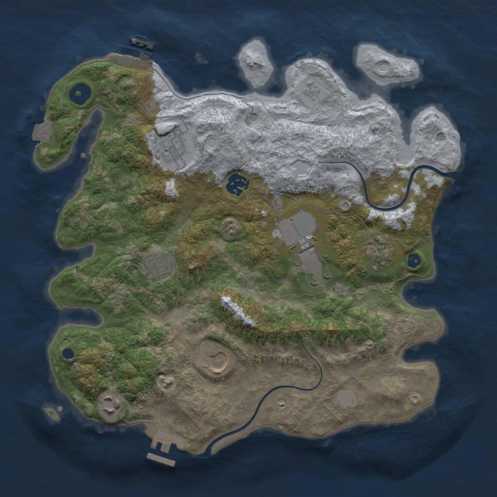 Rust Map: Procedural Map, Size: 3500, Seed: 77332555, 13 Monuments