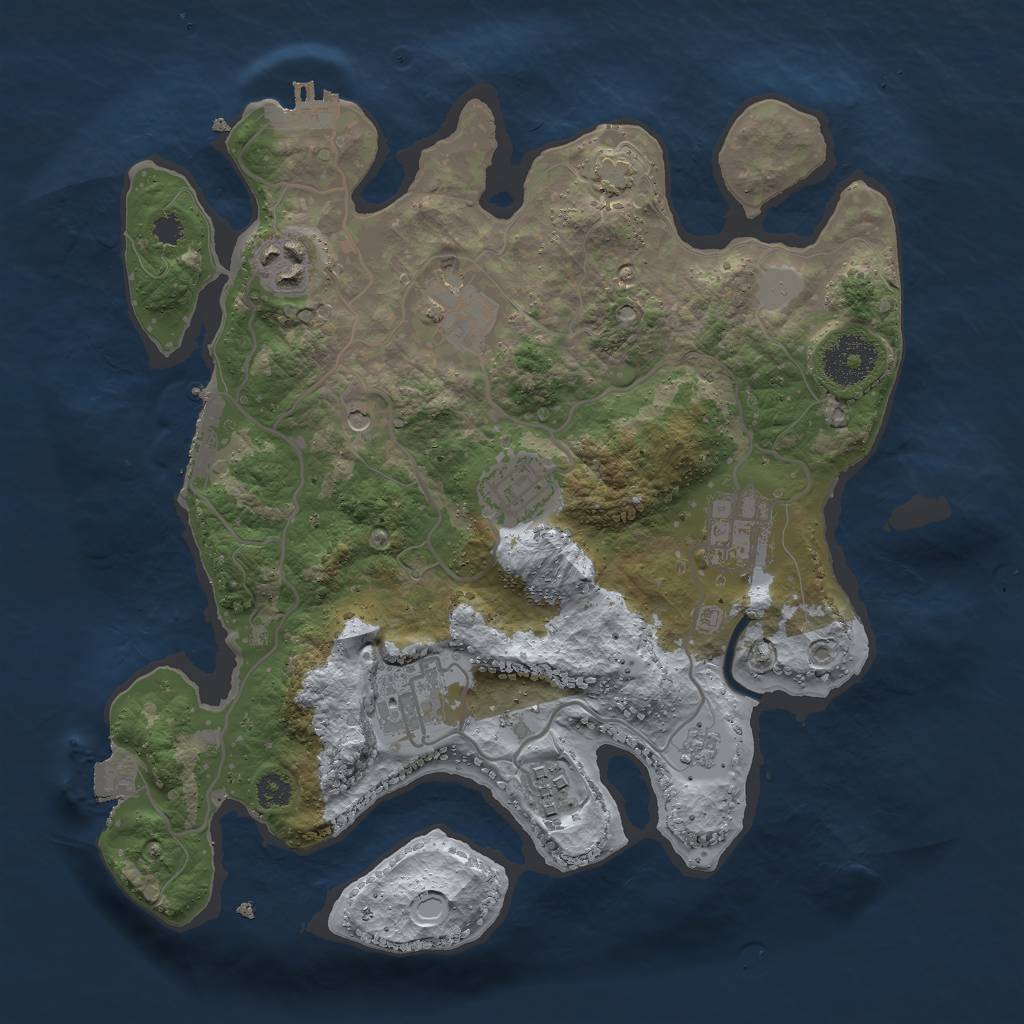 Rust Map: Procedural Map, Size: 3000, Seed: 1016021506, 14 Monuments