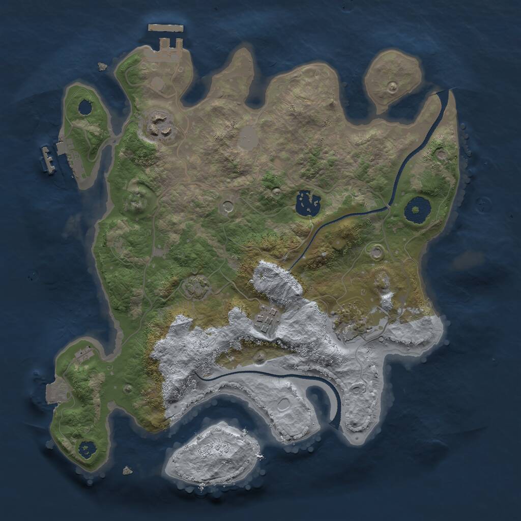 Rust Map: Procedural Map, Size: 3000, Seed: 1016021506, 9 Monuments