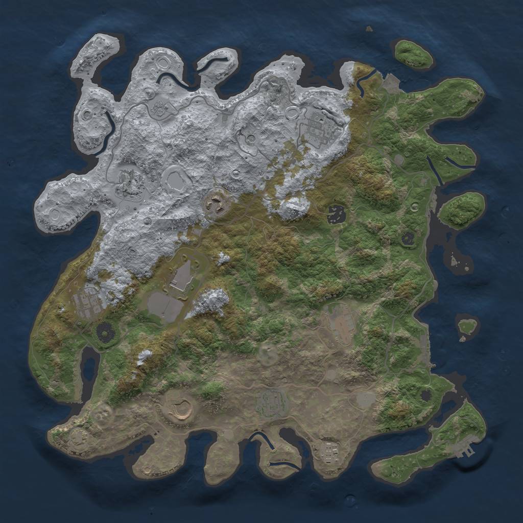 Rust Map: Procedural Map, Size: 4000, Seed: 789977723, 18 Monuments