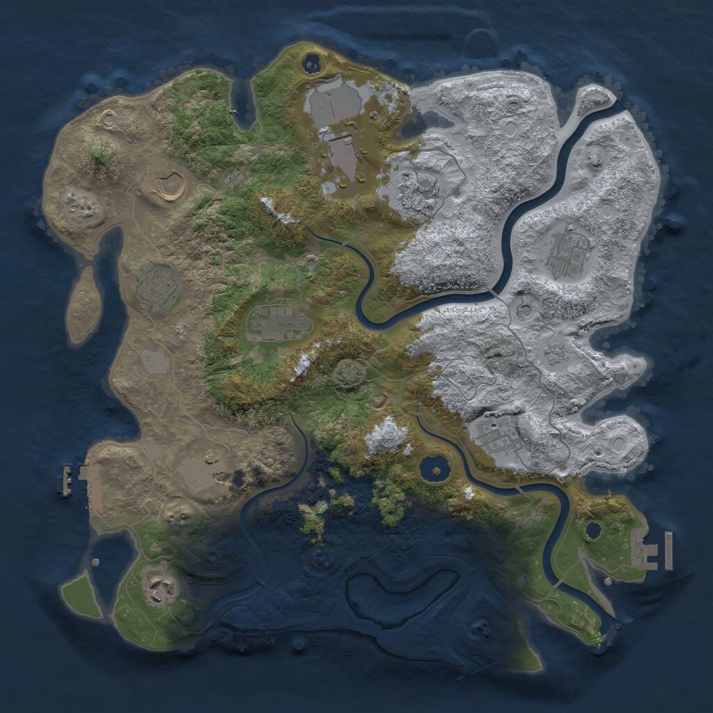 Rust Map: Procedural Map, Size: 3700, Seed: 1623613010, 16 Monuments