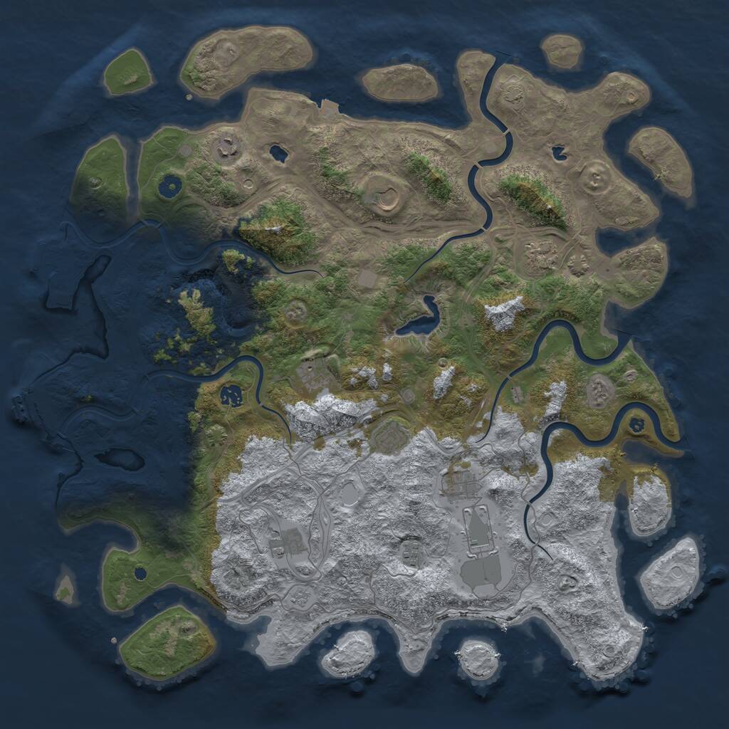 Rust Map: Procedural Map, Size: 4800, Seed: 442024, 16 Monuments