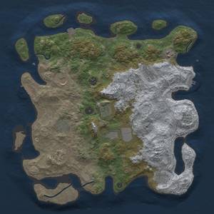 Thumbnail Rust Map: Procedural Map, Size: 3950, Seed: 1225654144, 18 Monuments