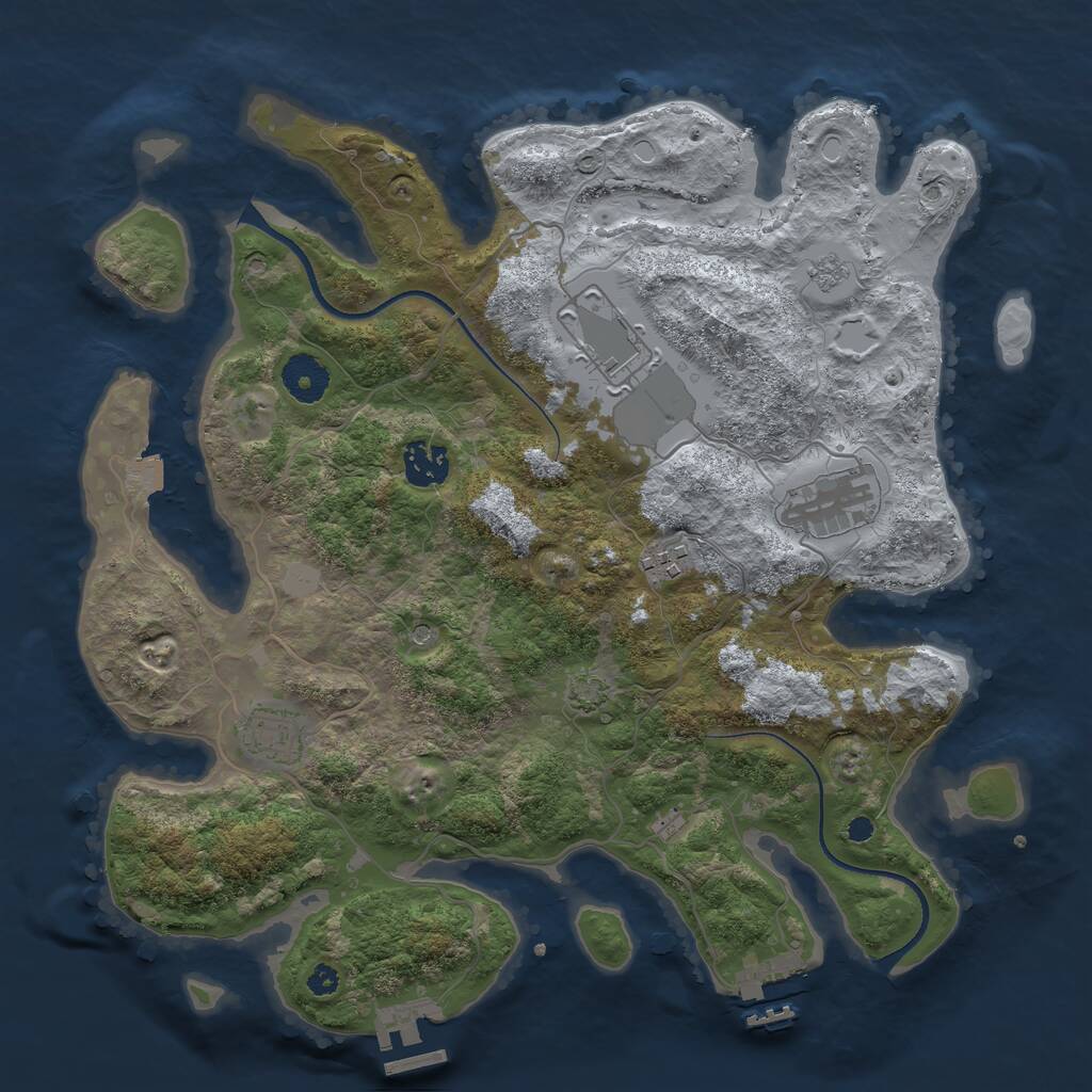 Rust Map: Procedural Map, Size: 3500, Seed: 14967332, 11 Monuments