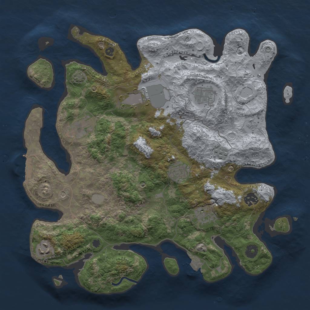 Rust Map: Procedural Map, Size: 3500, Seed: 14967332, 15 Monuments