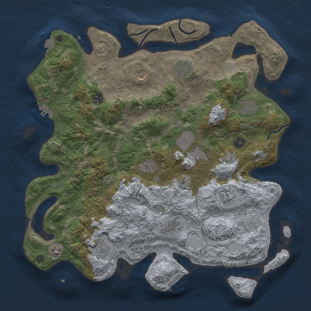Rust Map: Procedural Map, Size: 4200, Seed: 915813535, 19 Monuments