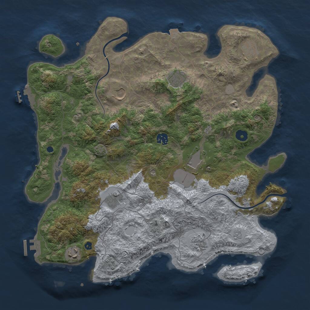 Rust Map: Procedural Map, Size: 3950, Seed: 525, 15 Monuments