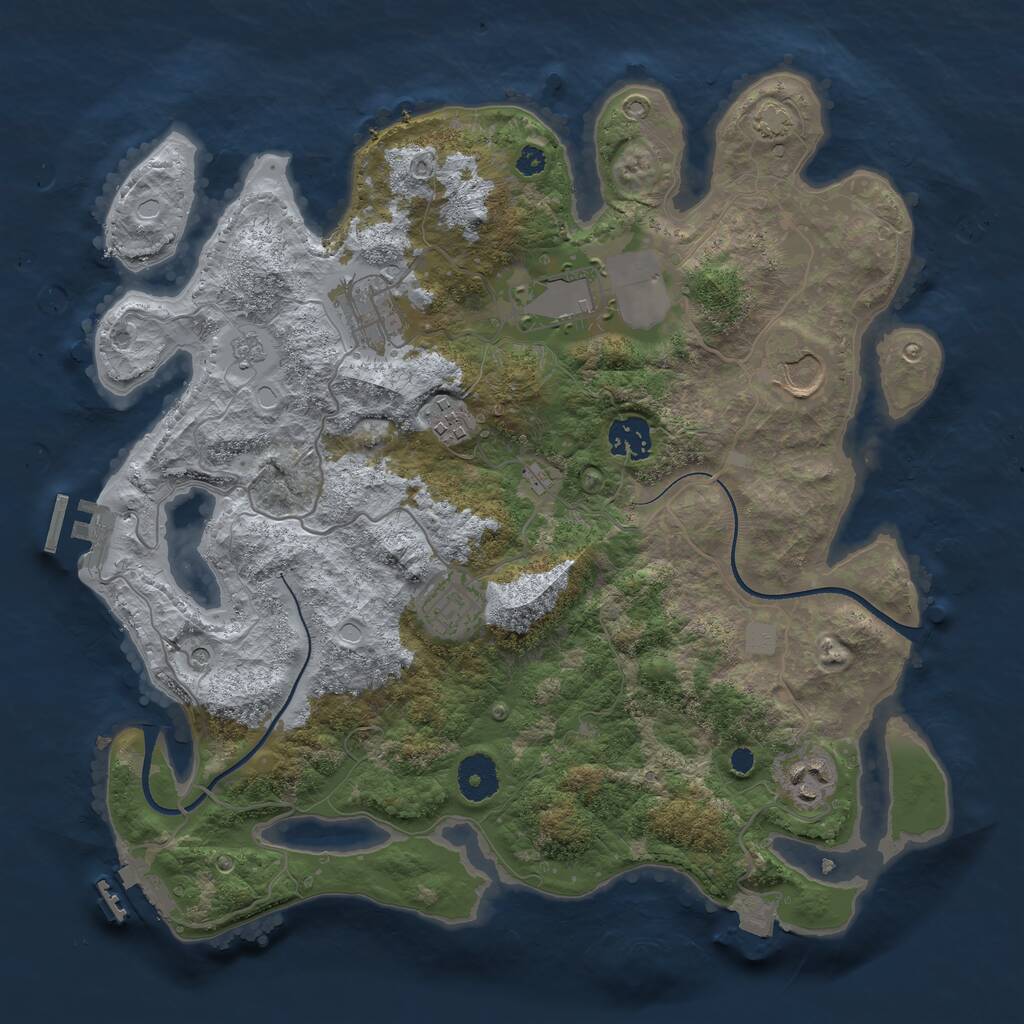 Rust Map: Procedural Map, Size: 3500, Seed: 1280878314, 13 Monuments