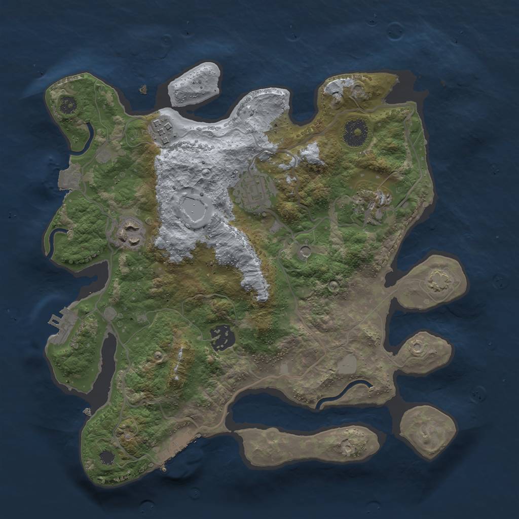 Rust Map: Procedural Map, Size: 3000, Seed: 3600, 12 Monuments