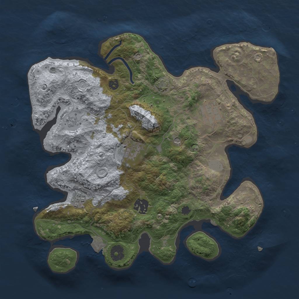 Rust Map: Procedural Map, Size: 3000, Seed: 2547, 10 Monuments