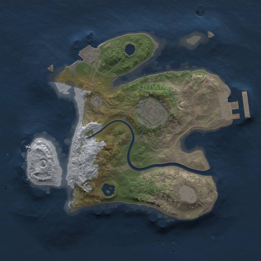 Rust Map: Procedural Map, Size: 2000, Seed: 1480186498, 3 Monuments
