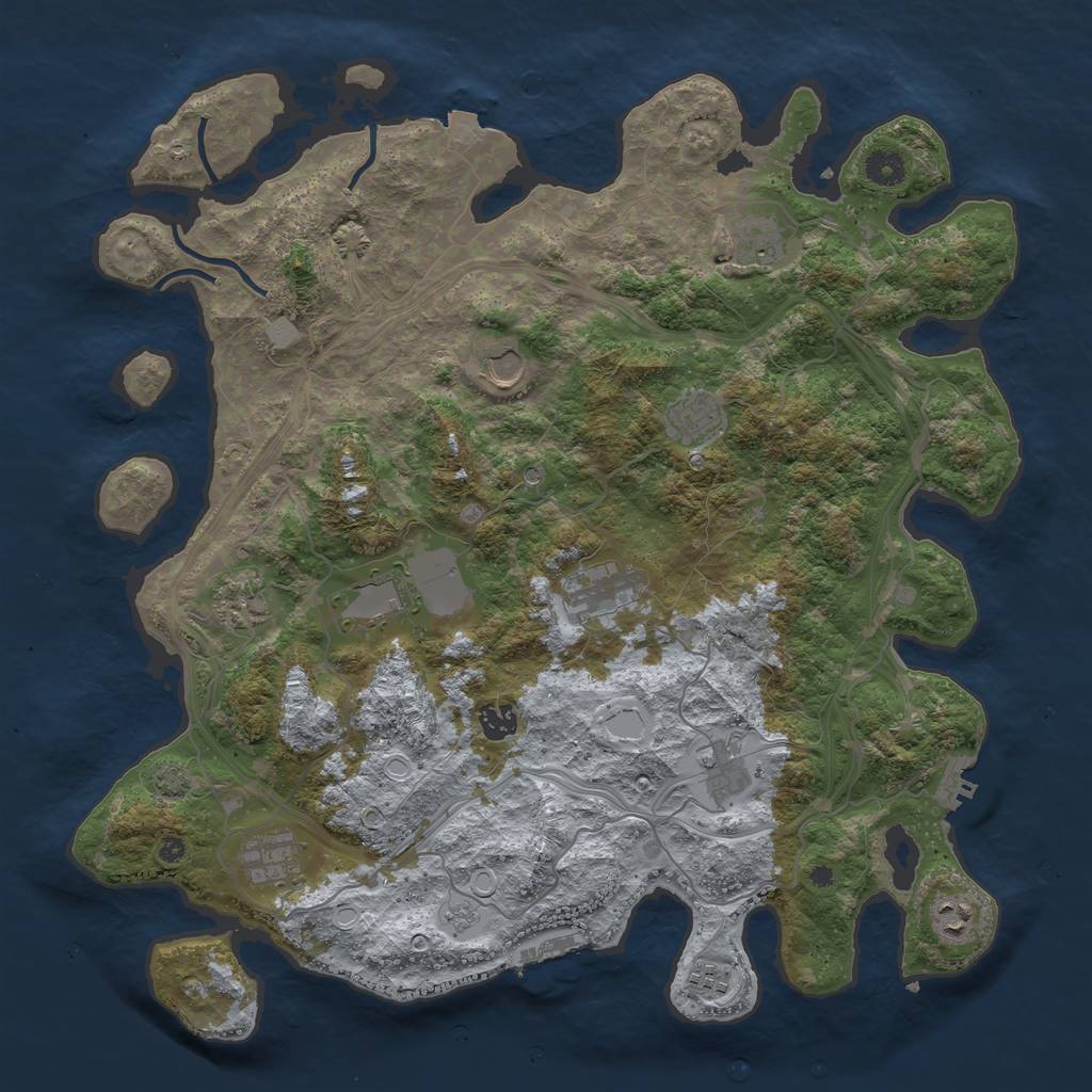 Rust Map: Procedural Map, Size: 4250, Seed: 911837688, 19 Monuments