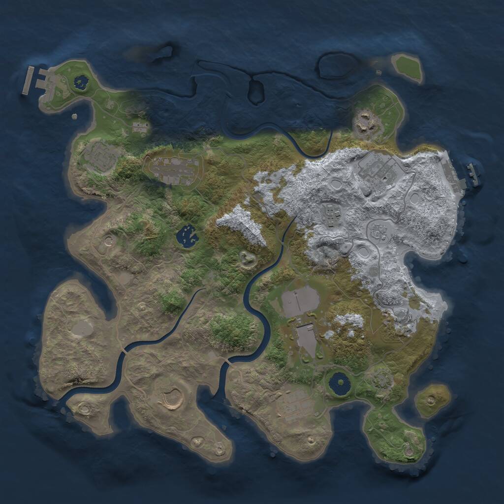Rust Map: Procedural Map, Size: 3500, Seed: 77617691, 16 Monuments