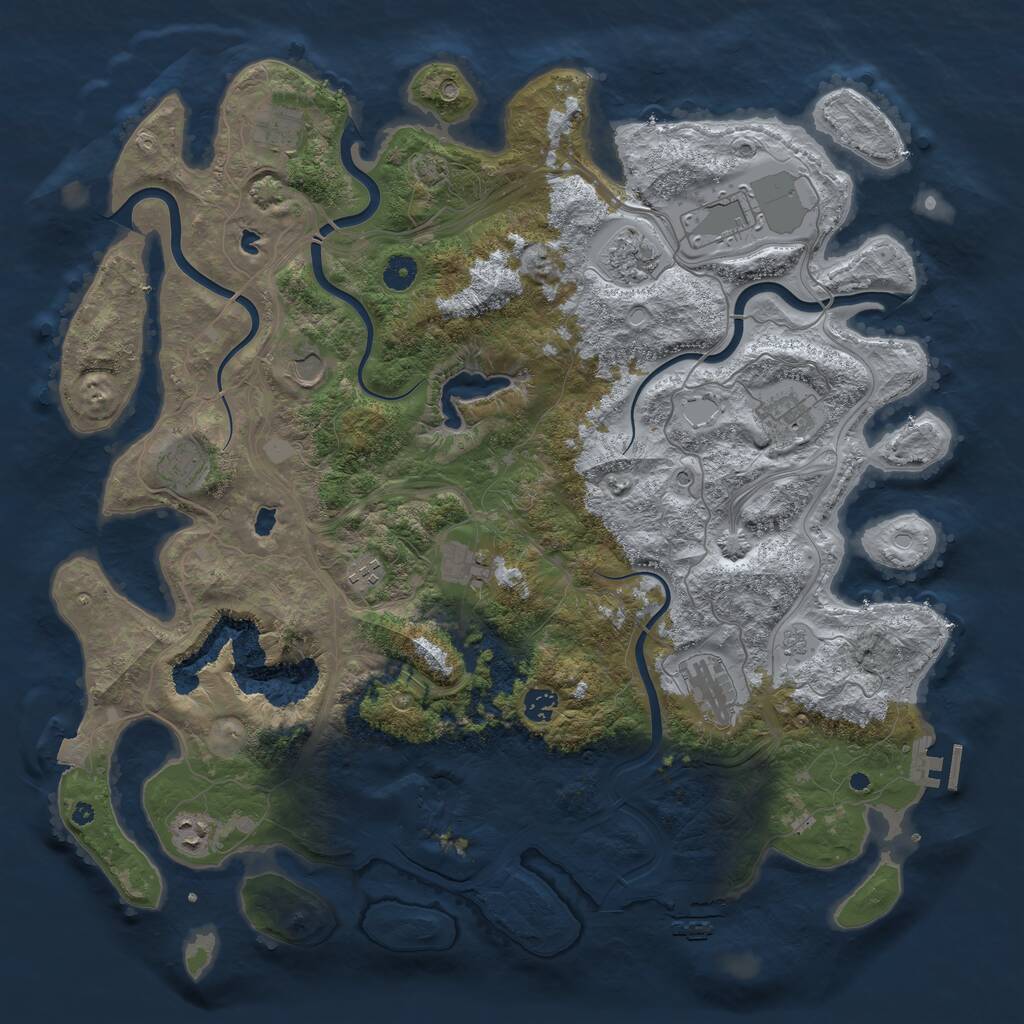 Rust Map: Procedural Map, Size: 4500, Seed: 1878593378, 17 Monuments