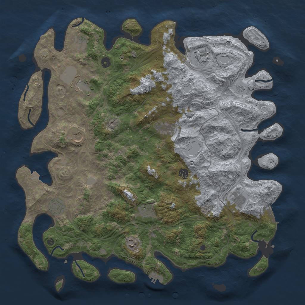 Rust Map: Procedural Map, Size: 4500, Seed: 1878593378, 19 Monuments