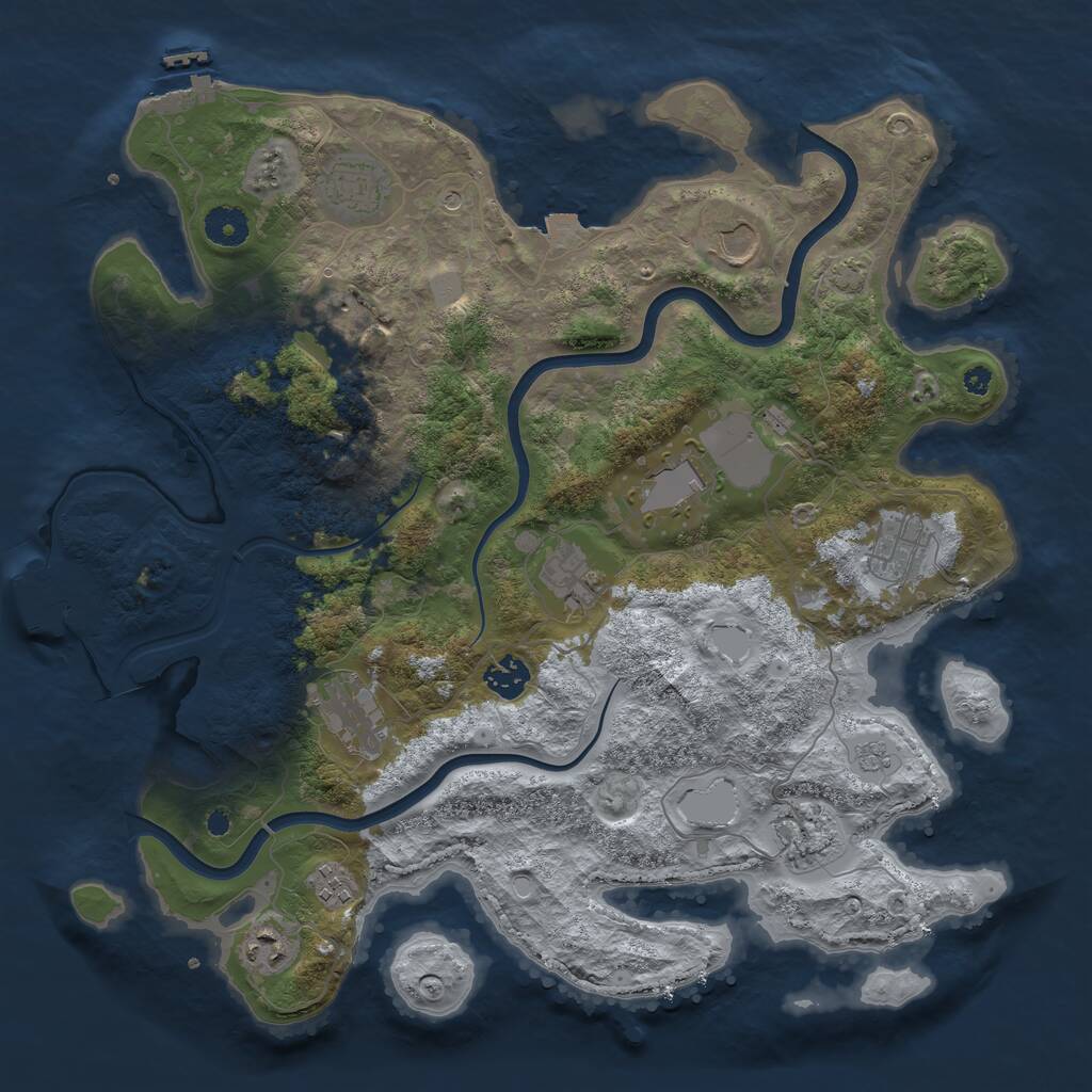 Rust Map: Procedural Map, Size: 3850, Seed: 14919398, 17 Monuments