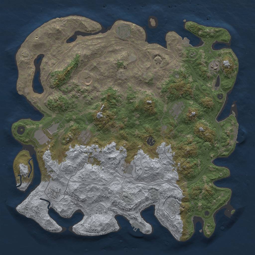 Rust Map: Procedural Map, Size: 4500, Seed: 1030142233, 19 Monuments