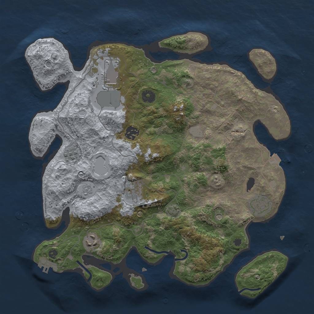 Rust Map: Procedural Map, Size: 3500, Seed: 738232968, 13 Monuments