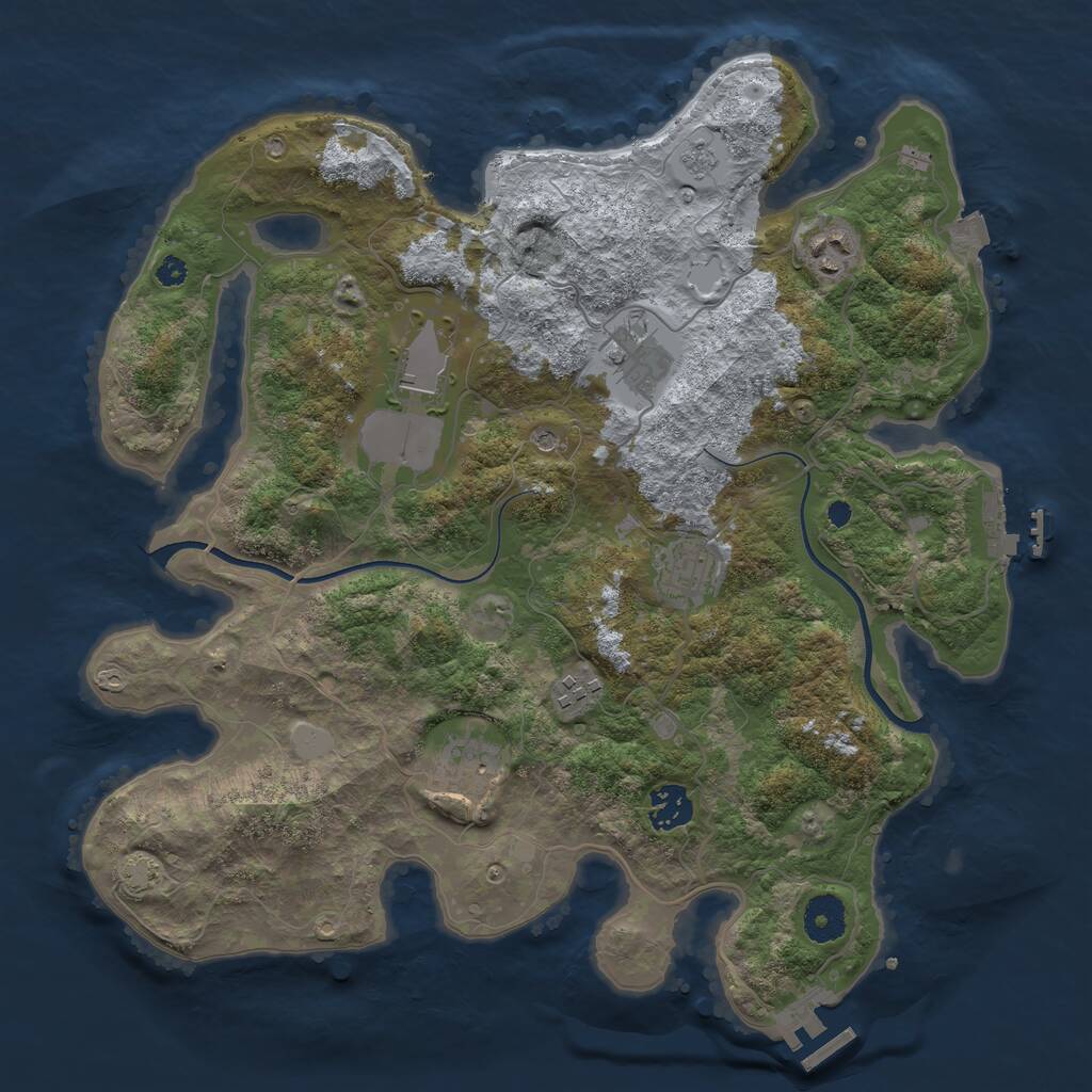 Rust Map: Procedural Map, Size: 3600, Seed: 329323, 13 Monuments