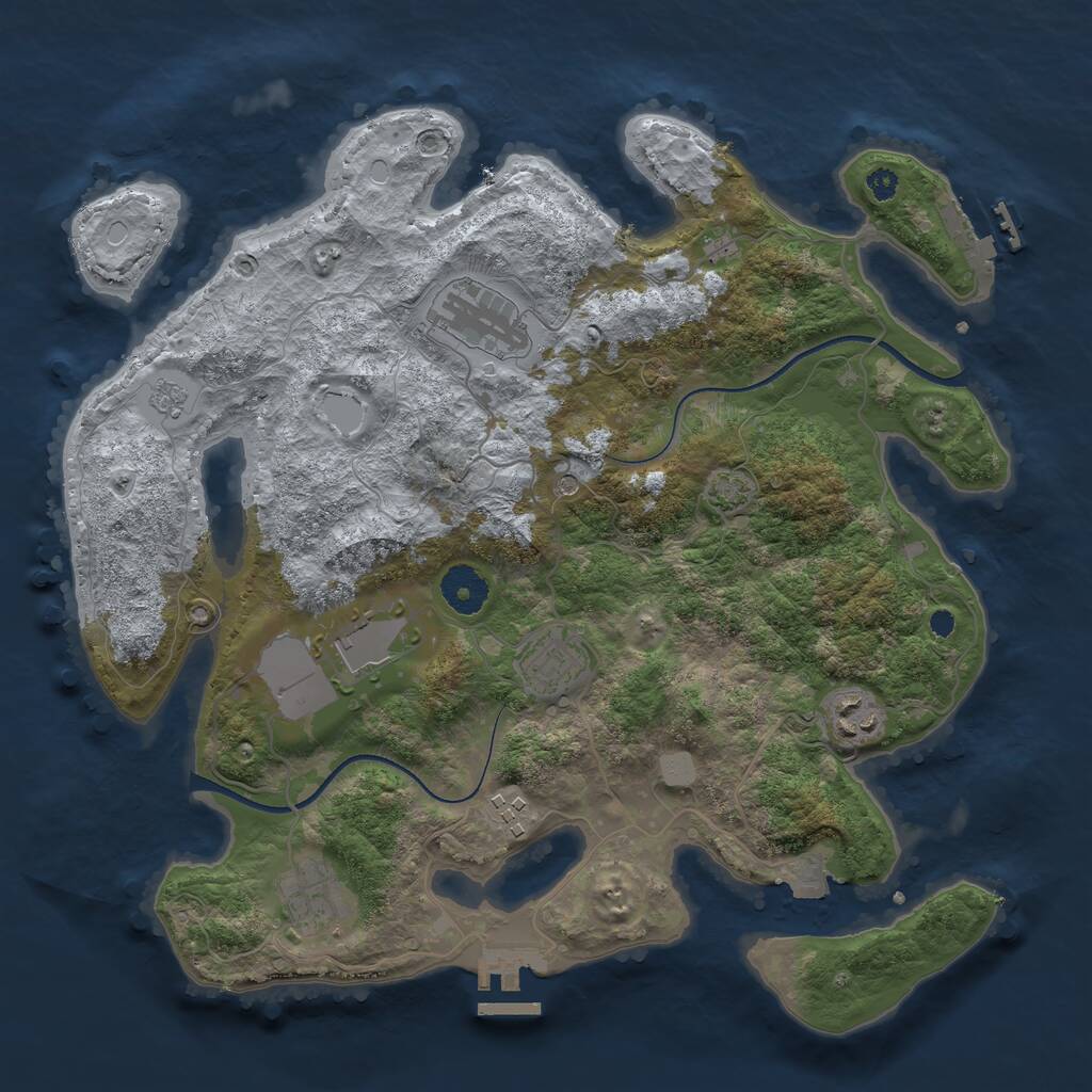 Rust Map: Procedural Map, Size: 3500, Seed: 992362380, 12 Monuments