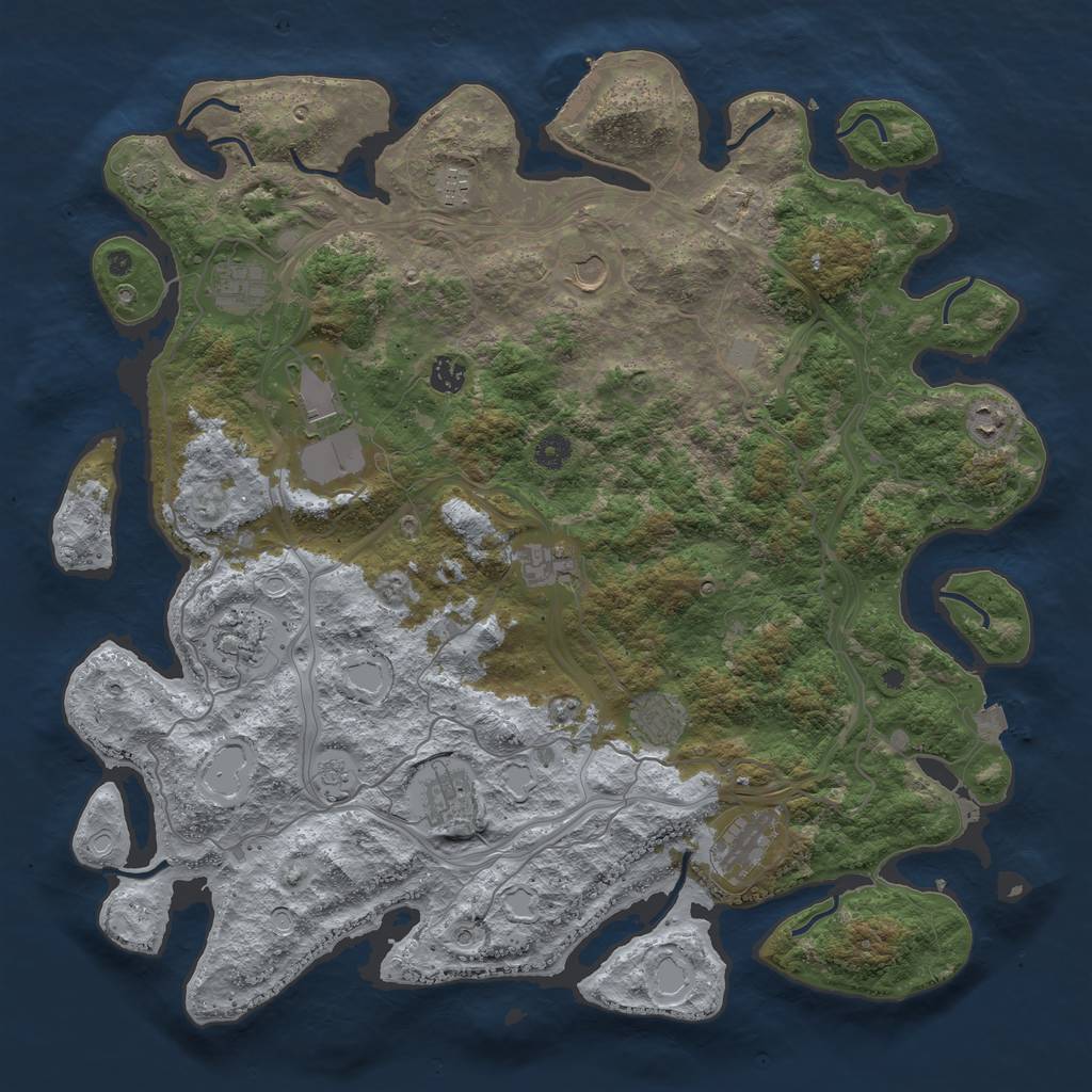 Rust Map: Procedural Map, Size: 4500, Seed: 1874284279, 18 Monuments