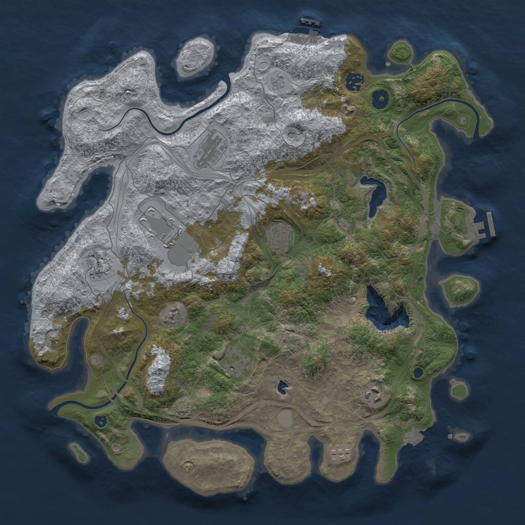 Rust Map: Procedural Map, Size: 4250, Seed: 107127818, 14 Monuments