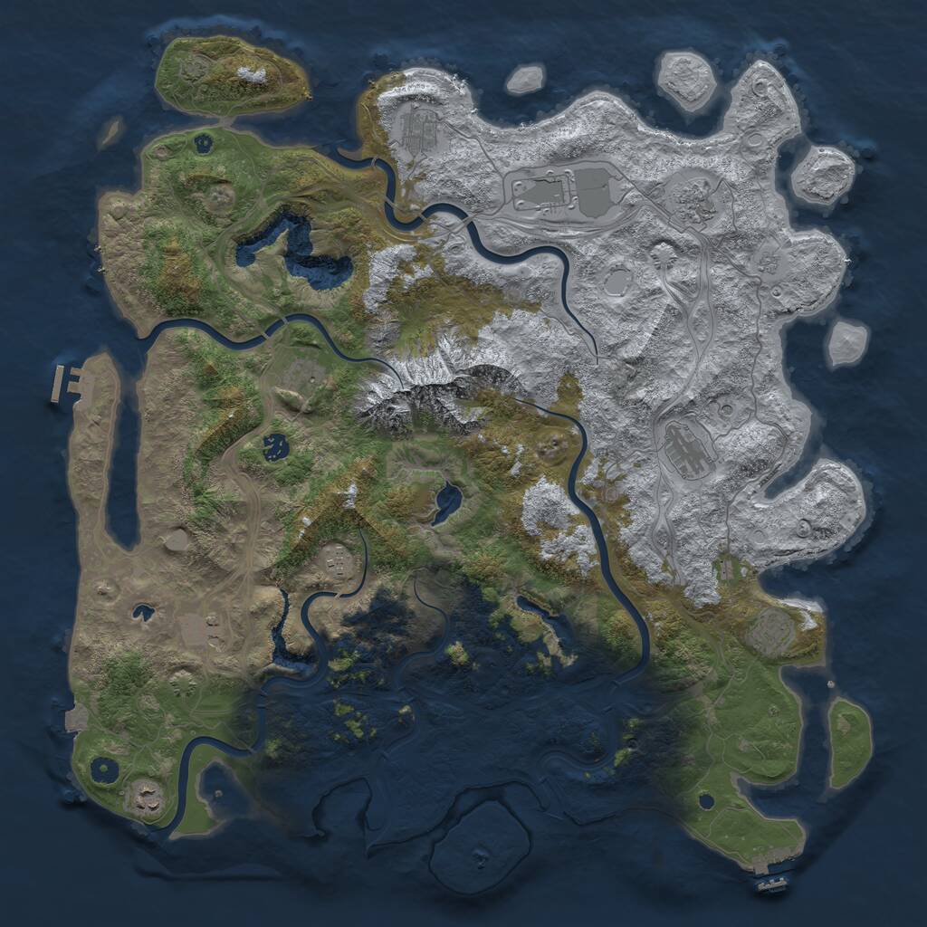 Rust Map: Procedural Map, Size: 5000, Seed: 466601558, 16 Monuments