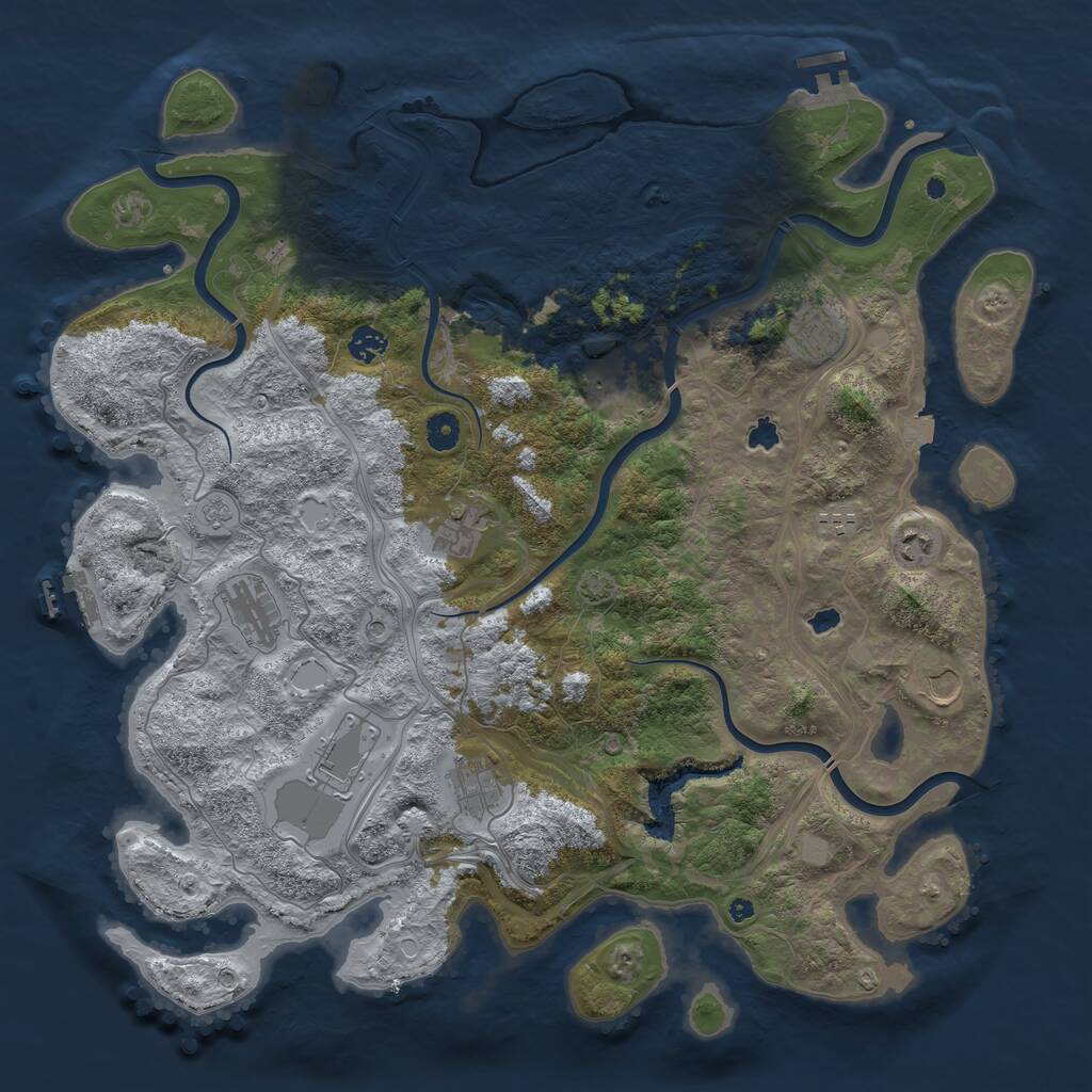 Rust Map: Procedural Map, Size: 4500, Seed: 41685529, 16 Monuments