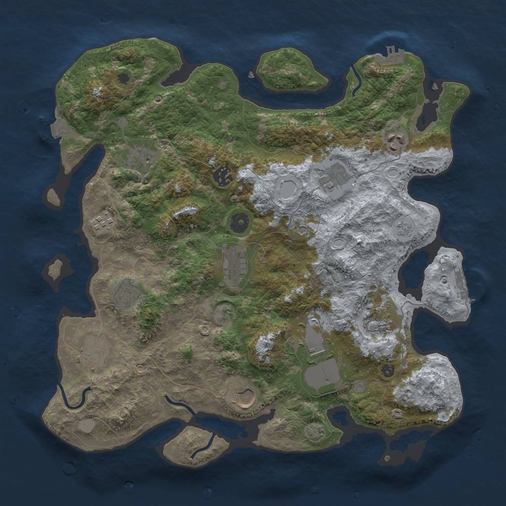 Rust Map: Procedural Map, Size: 3850, Seed: 95500238, 19 Monuments