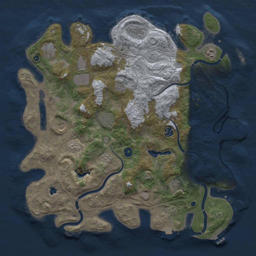 Rust Map: Procedural Map, Size: 4250, Seed: 530983372, 16 Monuments