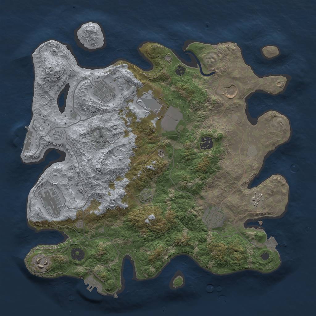 Rust Map: Procedural Map, Size: 3500, Seed: 33410510, 16 Monuments