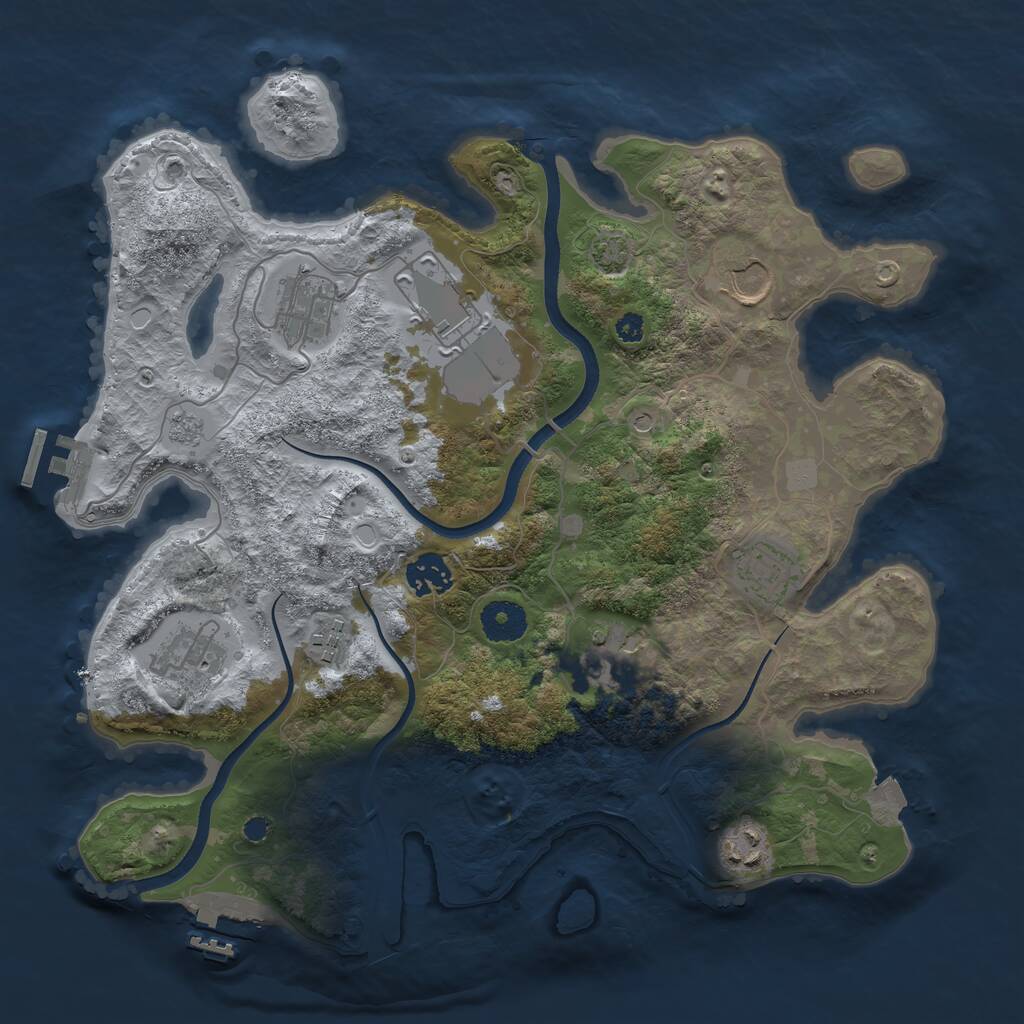 Rust Map: Procedural Map, Size: 3500, Seed: 33410510, 15 Monuments