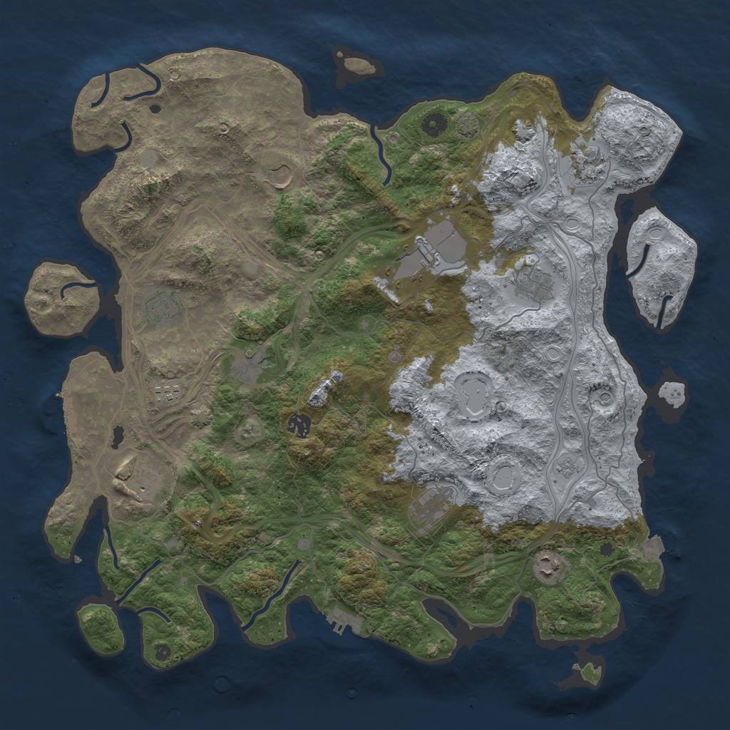 Rust Map: Procedural Map, Size: 4500, Seed: 1090077329, 19 Monuments