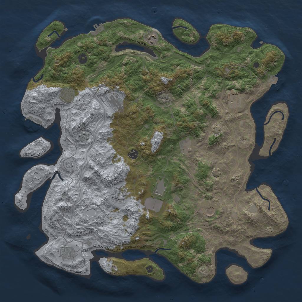 Rust Map: Procedural Map, Size: 4500, Seed: 257953930, 19 Monuments