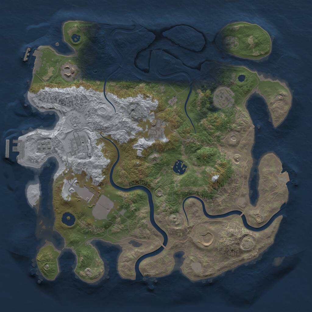 Rust Map: Procedural Map, Size: 3500, Seed: 381331700, 14 Monuments
